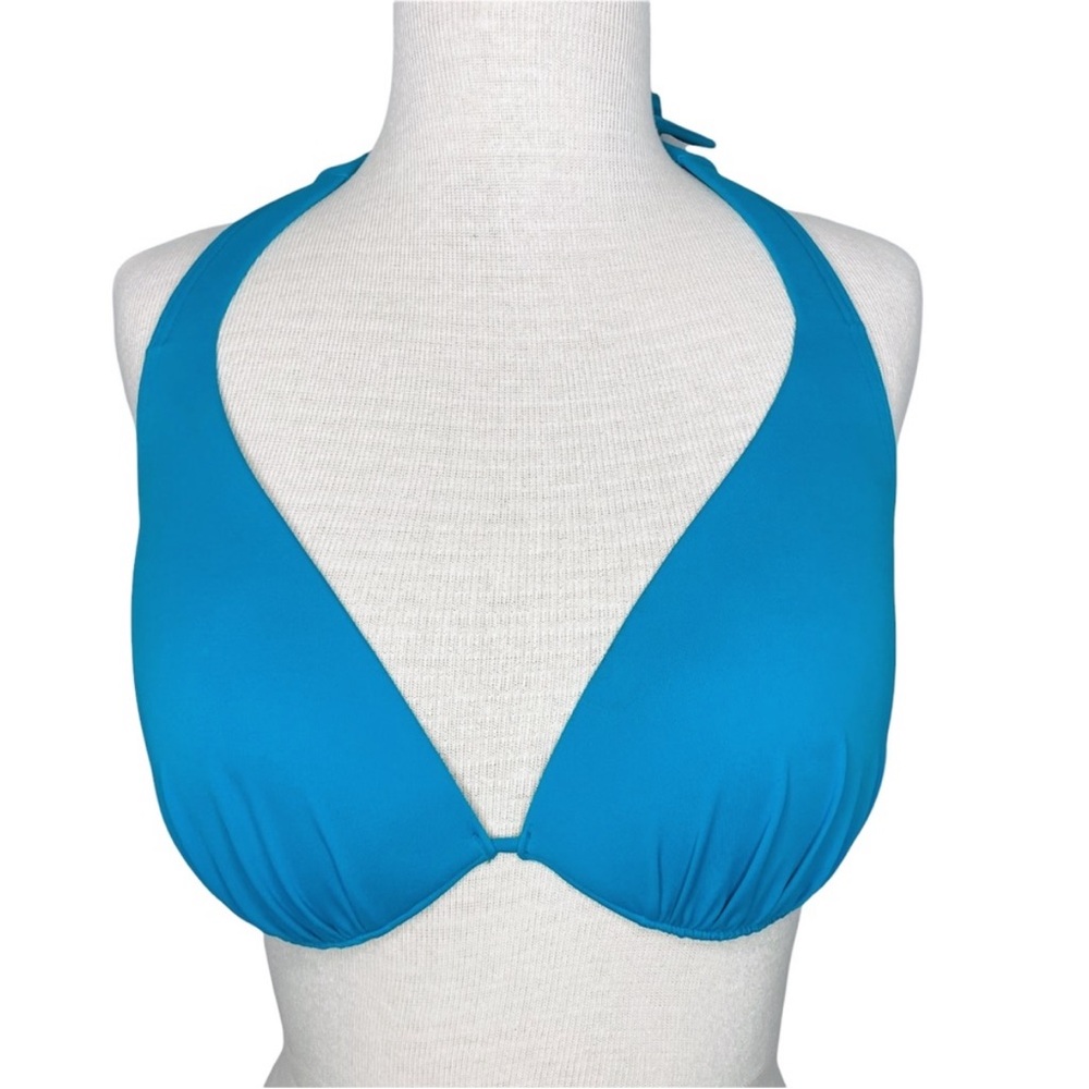 Victoria's Secret "The Gorgeous" Bikini Top * 34DD * Blue Green Halter Style Tie
